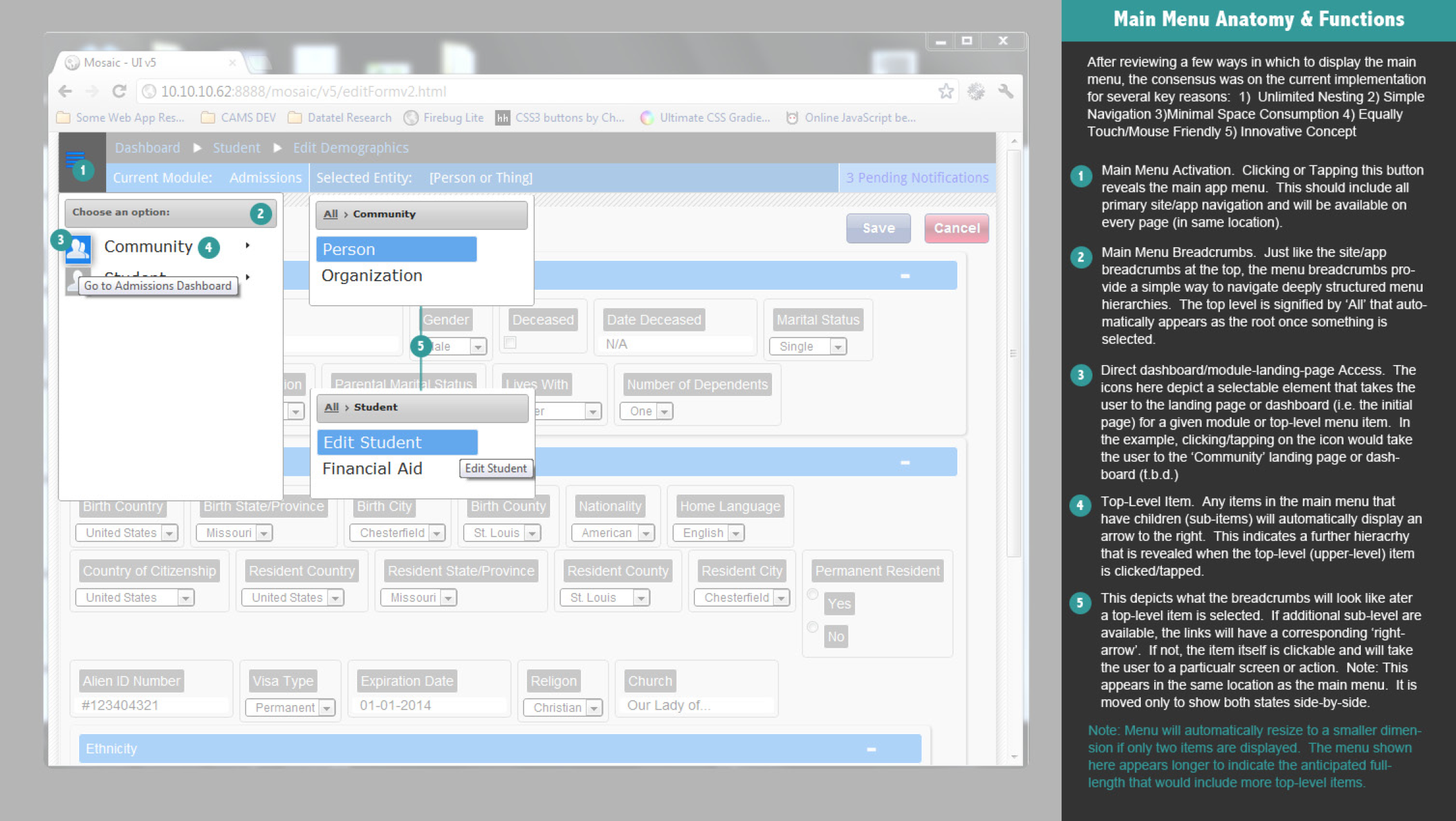 Main Menu Anatomy & Functions
